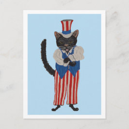 Zwarte Kat Oom Sam Aankondigingskaart