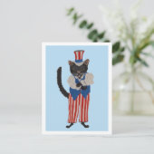 Zwarte Kat Oom Sam Aankondigingskaart (Staand voorkant)