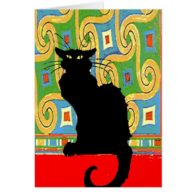 Zwarte kat op Abstract behangpapier (Voorkant)
