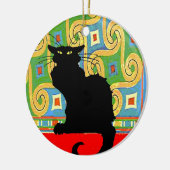 Zwarte kat op Abstract behangpapier Keramisch Ornament (Links)