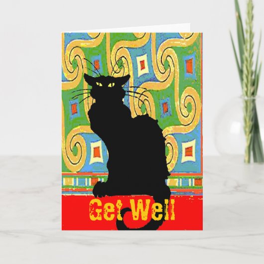 Zwarte kat op Abstract behangselpapier, goed Kaart (Voorkant)