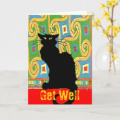 Zwarte kat op Abstract behangselpapier, goed Kaart (Gele Bloem)