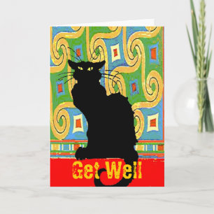 Zwarte kat op Abstract behangselpapier, goed Kaart