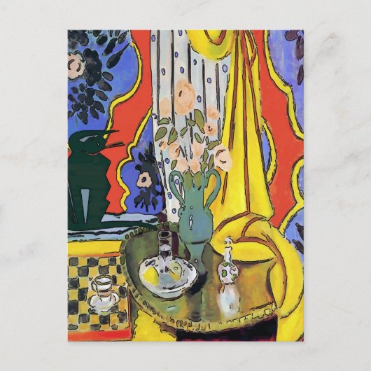 Zwarte kat op bank briefkaart (Voorkant)