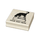 Zwarte kat op boekenrubberen stempel (Stempel)
