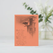 Zwarte Kat Op Dak Volle Maan Briefkaart (Staand voorkant)