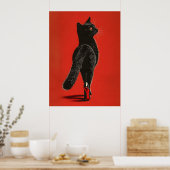Zwarte Kat op de Catwalk – Mode Illustratie Poster (Keuken)