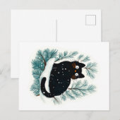 Zwarte kat op de kerstboom schattig briefkaart (Voorkant / Achterkant)