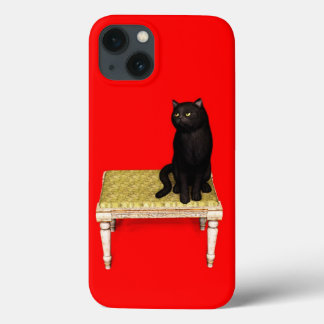 Zwarte kat op de kruk Case-Mate iPhone hoesje