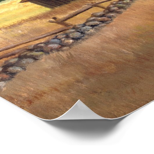 Zwarte kat op de landschuur poster (Hoek)