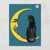 Zwarte kat op de maan briefkaart (Voorkant)