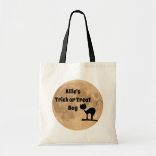 Zwarte kat op de maan tote bag