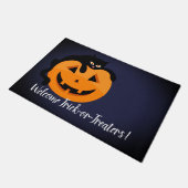 Zwarte kat op de Moon Halloween Deurmat (Schuin)