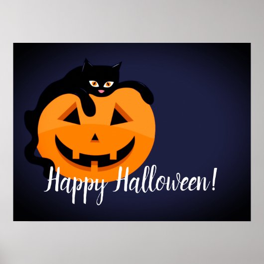 Zwarte kat op de Moon Halloween Poster (Voorkant)