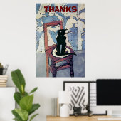Zwarte kat op de stoel poster (Thuiskantoor)