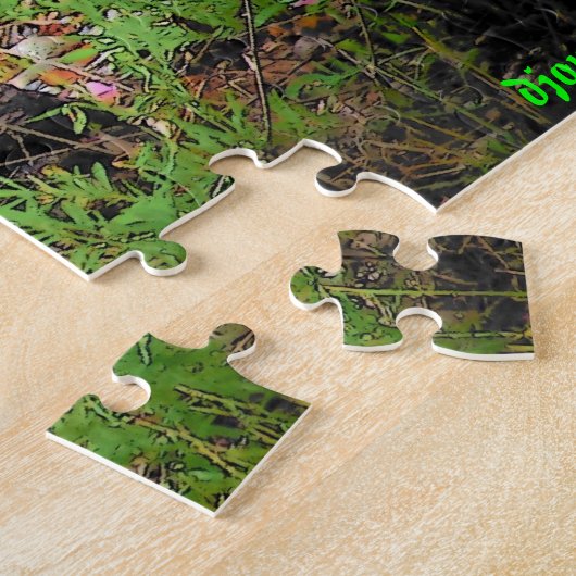 Zwarte kat op drijfhout legpuzzel (Zijkant)