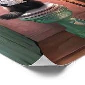 Zwarte kat op een badkamerstoel Leespapieren Poster (Hoek)