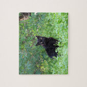 Zwarte kat op een lentedag legpuzzel (Verticaal)