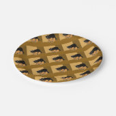 Zwarte kat op een pompoen papieren bordje (Gekanteld)