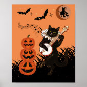  zwarte kat op een spookachtige nacht poster (Voorkant)