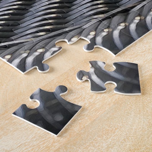 Zwarte kat op een terras legpuzzel (Zijkant)