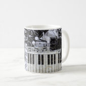 Zwarte kat op een toetsenbord koffiemok (Voorkant rechts)
