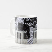 Zwarte kat op een toetsenbord koffiemok (Voorkant links)