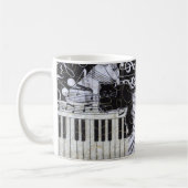 Zwarte kat op een toetsenbord koffiemok (Links)