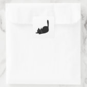 Zwarte kat op een vierkante sticker (Tas)