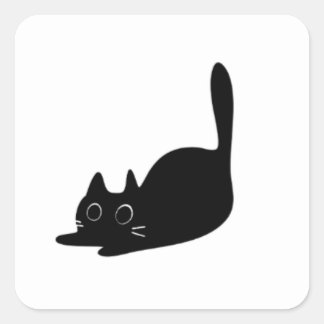 Zwarte kat op een vierkante sticker