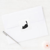 Zwarte kat op een vierkante sticker (Envelop)