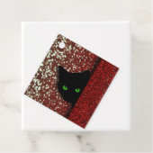 Zwarte kat op faux glitter kerstcadeau Label (In situ)