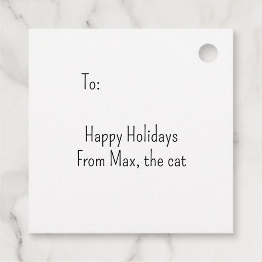 Zwarte kat op faux glitter kerstcadeau Label (Achterkant)