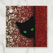 Zwarte kat op faux glitter kerstcadeau Label (Voorkant)