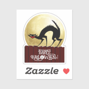 Zwarte kat op Fence Halloween Sticker