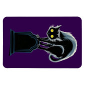 Zwarte kat op grafsteen Paarse magneet (Horizontaal)