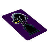 Zwarte kat op grafsteen Paarse magneet (Rechterzijde)