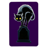 Zwarte kat op grafsteen Paarse magneet (Verticaal)