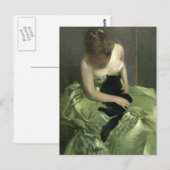 Zwarte kat op groene garnaal briefkaart (Voorkant / Achterkant)