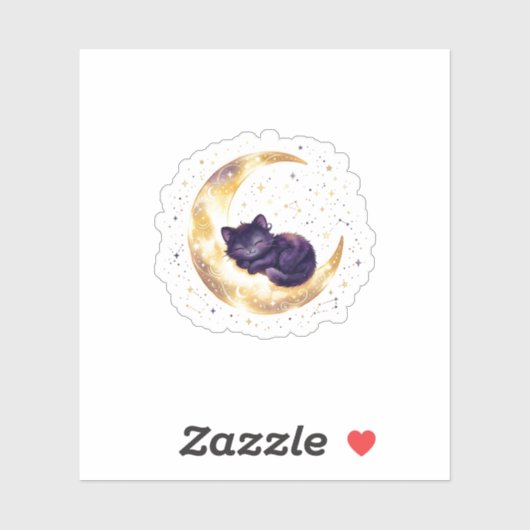 Zwarte Kat Op Halvemaan Hemelse Halloween Sticker (Vel)