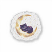 Zwarte Kat Op Halvemaan Hemelse Halloween Sticker (Voorkant)