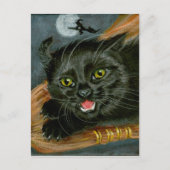Zwarte kat op het Briefkaart van Broom Halloween (Voorkant)