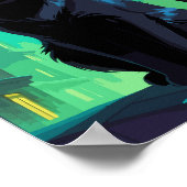 Zwarte kat op het dak poster (Hoek)