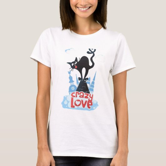 Zwarte kat op het dak zingt over ware liefde t-shirt (Voorkant)