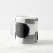 Zwarte kat op het gezicht koffiemok (Voorkant links)