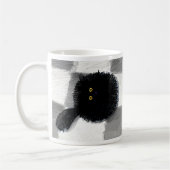 Zwarte kat op het gezicht koffiemok (Links)