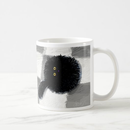 Zwarte kat op het gezicht koffiemok (Rechts)
