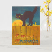 Zwarte Kat op het Man van de Omheining in de Maan Kaart (Gele Bloem)