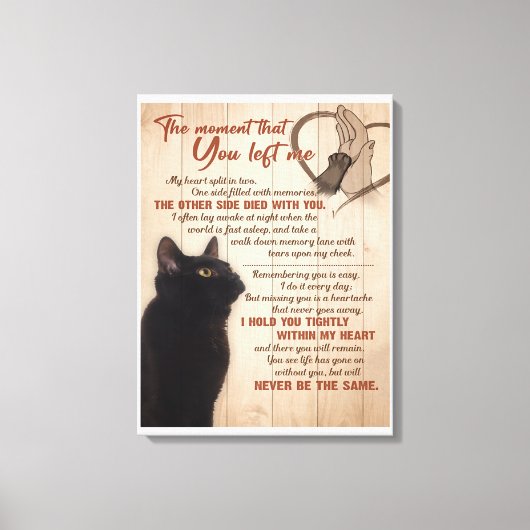 Zwarte kat op het moment dat je me verliet canvas afdruk (Voorkant)
