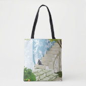 Zwarte kat op het Poster, Griekenland Santorini Tote Bag (Voorkant)